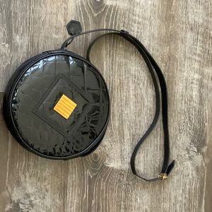 Barbara Bolan black patent leather croc design